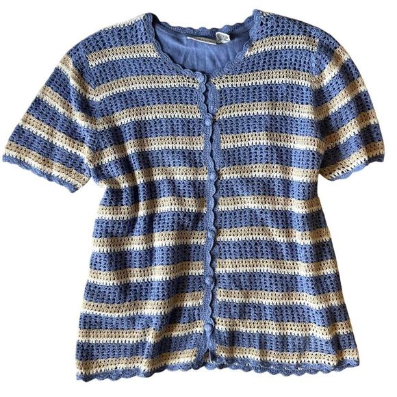 Croft & Barrow Short Sleeve Knit Crochet Lined Sweater Size Med. Women's - Picture 1 of 5